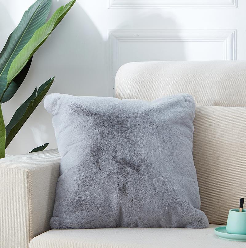 Luxury Gray Faux Fur Pillow
