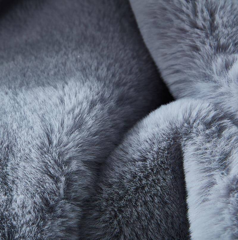 Luxury Grey Faux Fur Throw Blanket