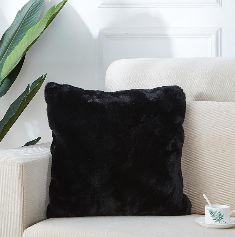 Luxury Black Faux Fur Pillow