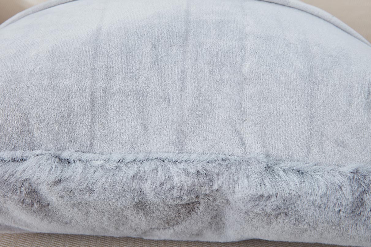 Luxury Gray Faux Fur Pillow