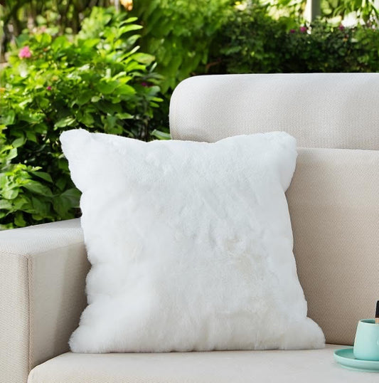 Luxury White Faux Fur Pillow