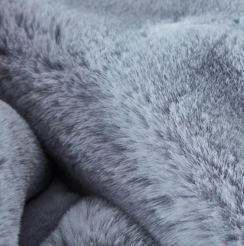 Luxury Grey Faux Fur Throw Blanket